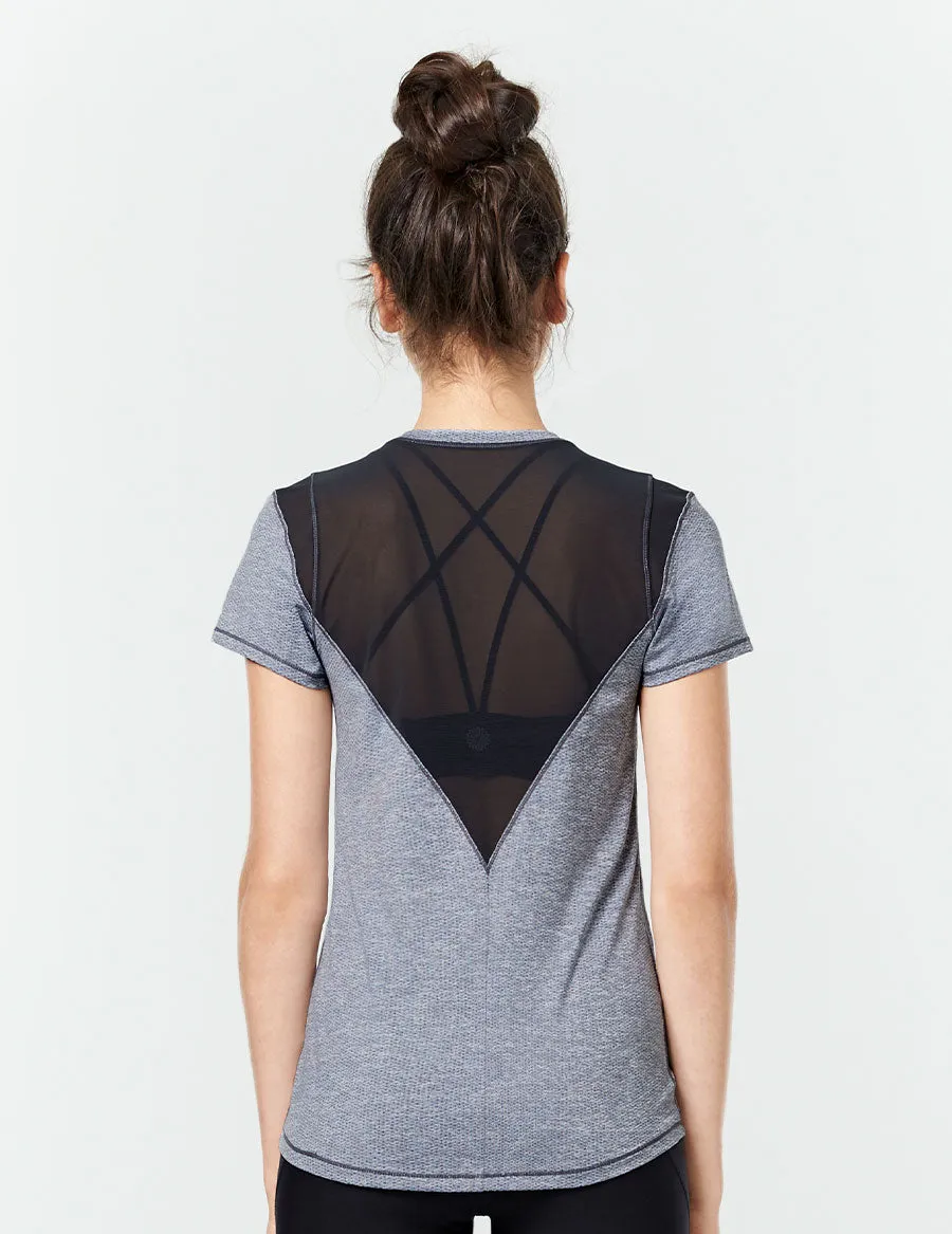 easyoga LA-VEDA Heptagon Short Sleeve - M01 M-Black white