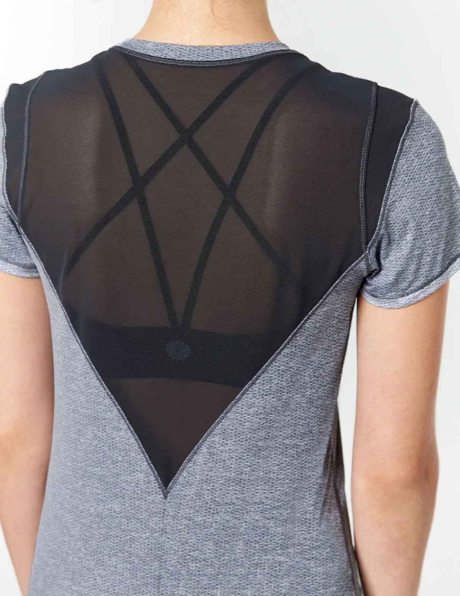 easyoga LA-VEDA Heptagon Short Sleeve - M01 M-Black white