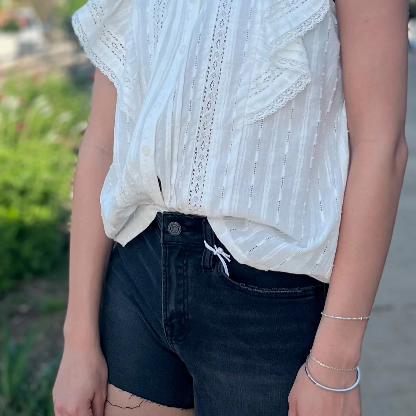 Eden Lace Trim Detail Button Up Blouse