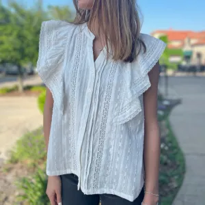 Eden Lace Trim Detail Button Up Blouse
