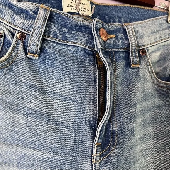 EUC J Crew Slim Broken In Patchwork Boyfriend Distressed Jeans Size 26