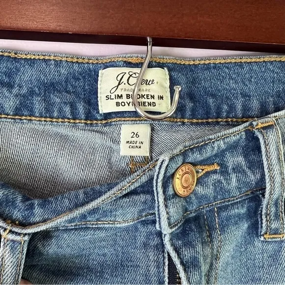EUC J Crew Slim Broken In Patchwork Boyfriend Distressed Jeans Size 26