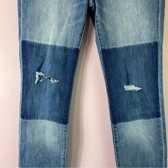 EUC J Crew Slim Broken In Patchwork Boyfriend Distressed Jeans Size 26
