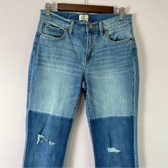 EUC J Crew Slim Broken In Patchwork Boyfriend Distressed Jeans Size 26