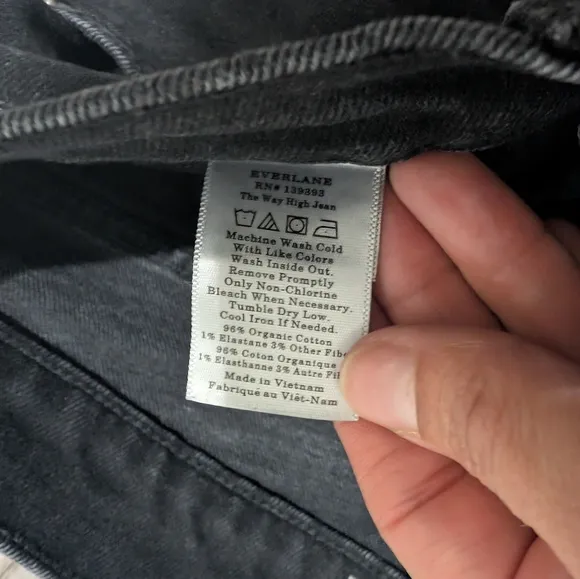 Everlane The Way High Jeans Raw Hem Black Mom Jeans High Waisted Size 29