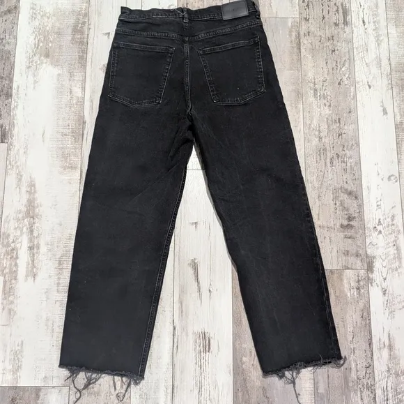 Everlane The Way High Jeans Raw Hem Black Mom Jeans High Waisted Size 29