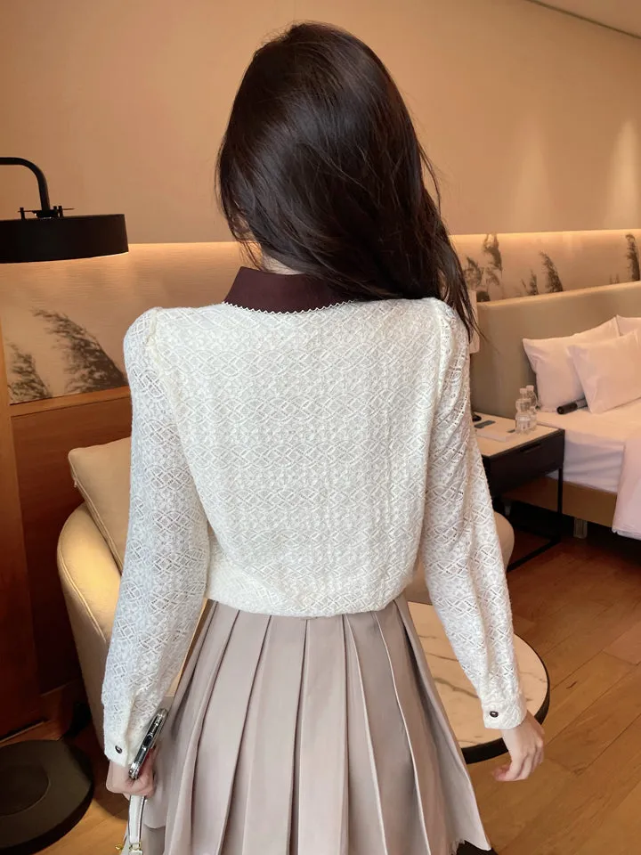 Fashionable Textured Print Blouse in Chiffon for Women