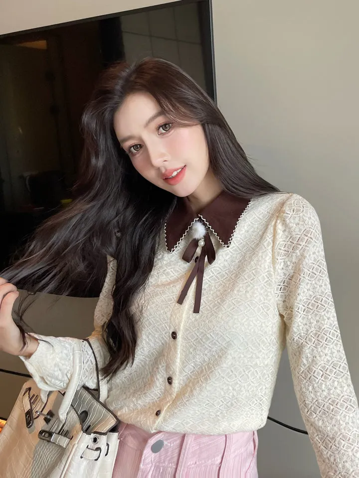 Fashionable Textured Print Blouse in Chiffon for Women