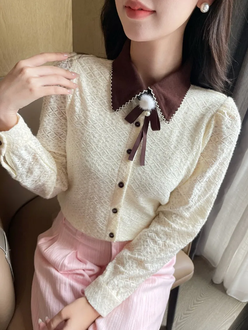 Fashionable Textured Print Blouse in Chiffon for Women