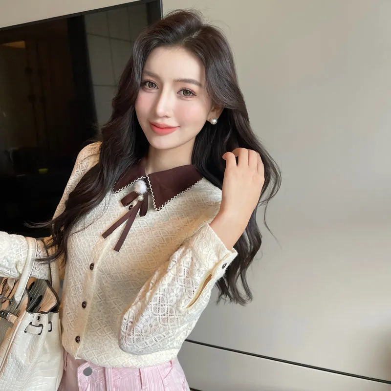 Fashionable Textured Print Blouse in Chiffon for Women