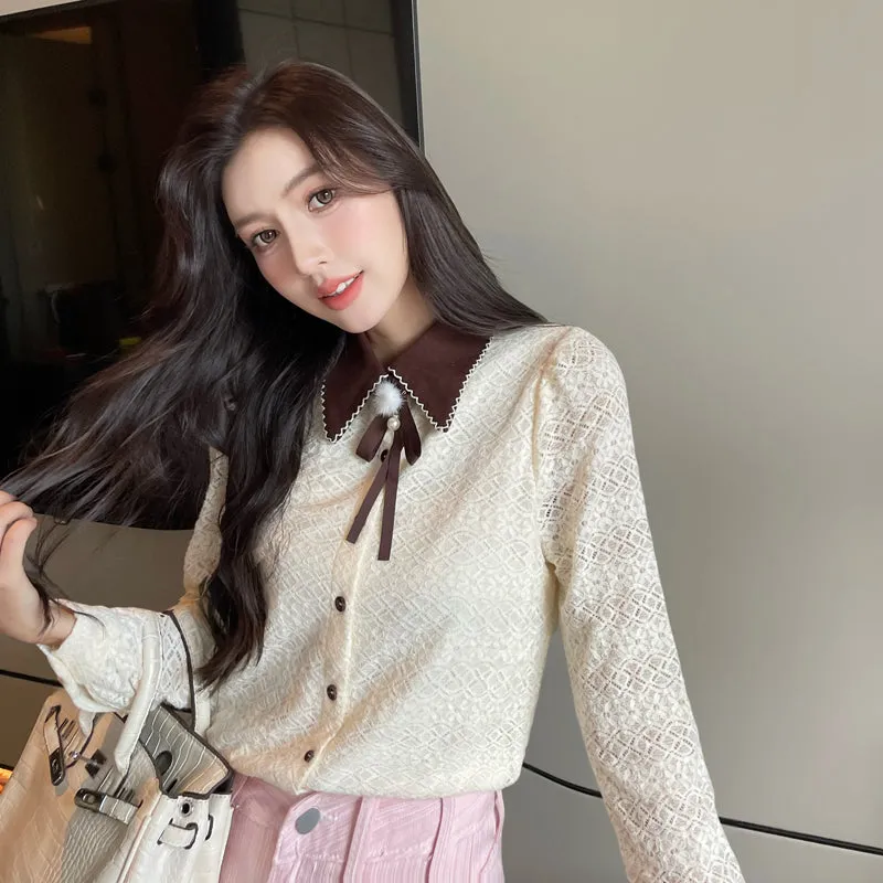 Fashionable Textured Print Blouse in Chiffon for Women