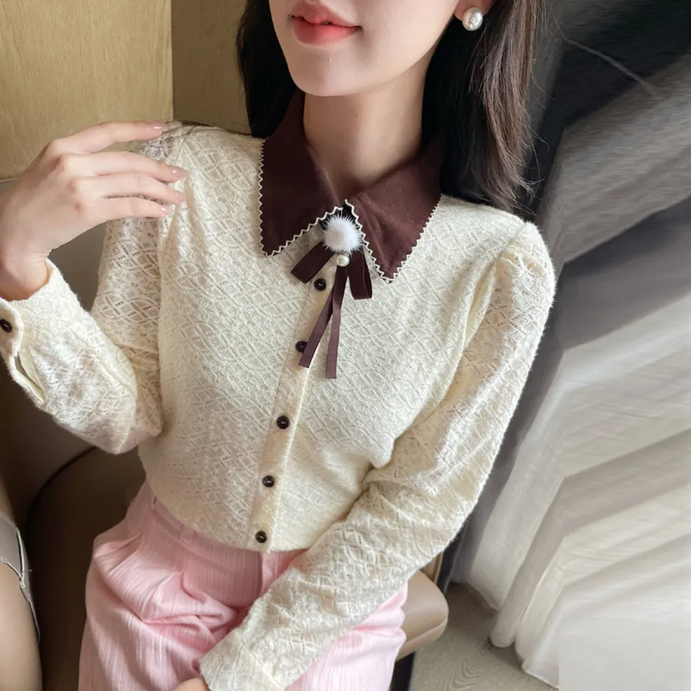 Fashionable Textured Print Blouse in Chiffon for Women