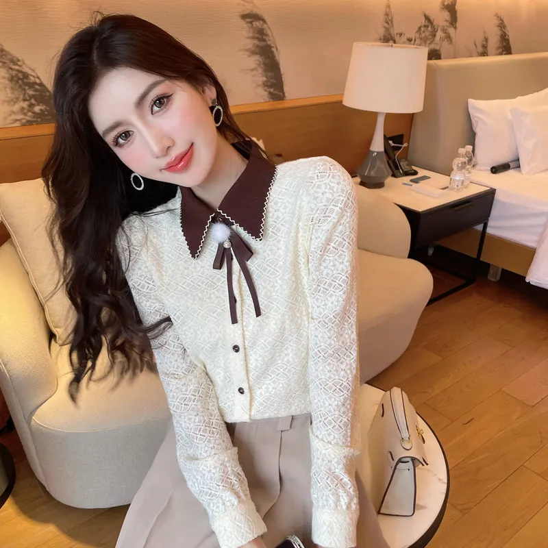 Fashionable Textured Print Blouse in Chiffon for Women