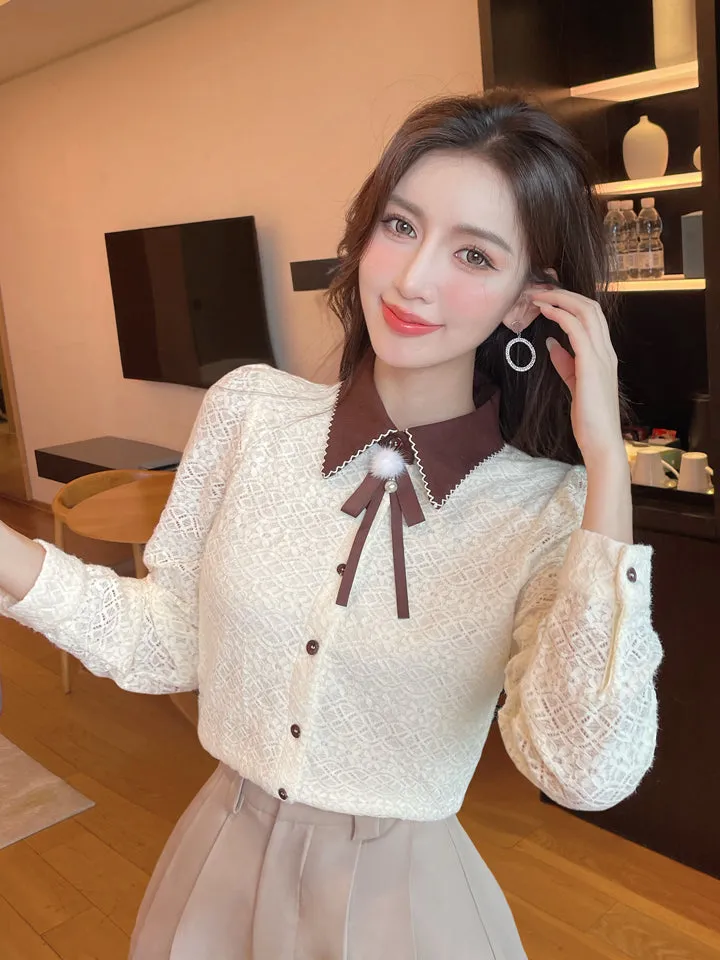 Fashionable Textured Print Blouse in Chiffon for Women