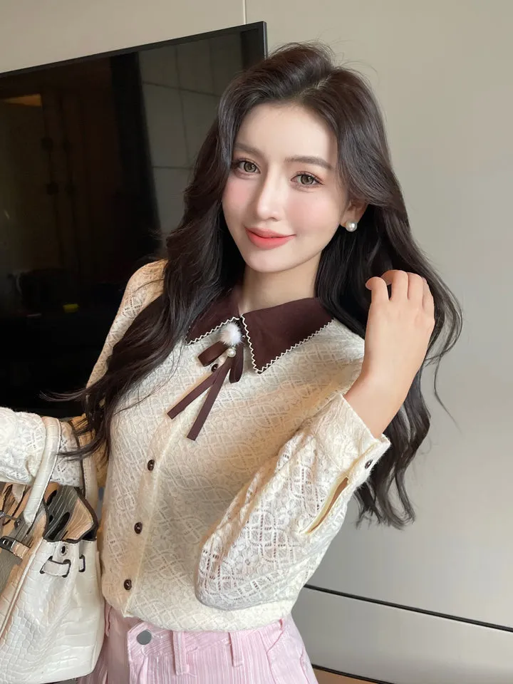Fashionable Textured Print Blouse in Chiffon for Women
