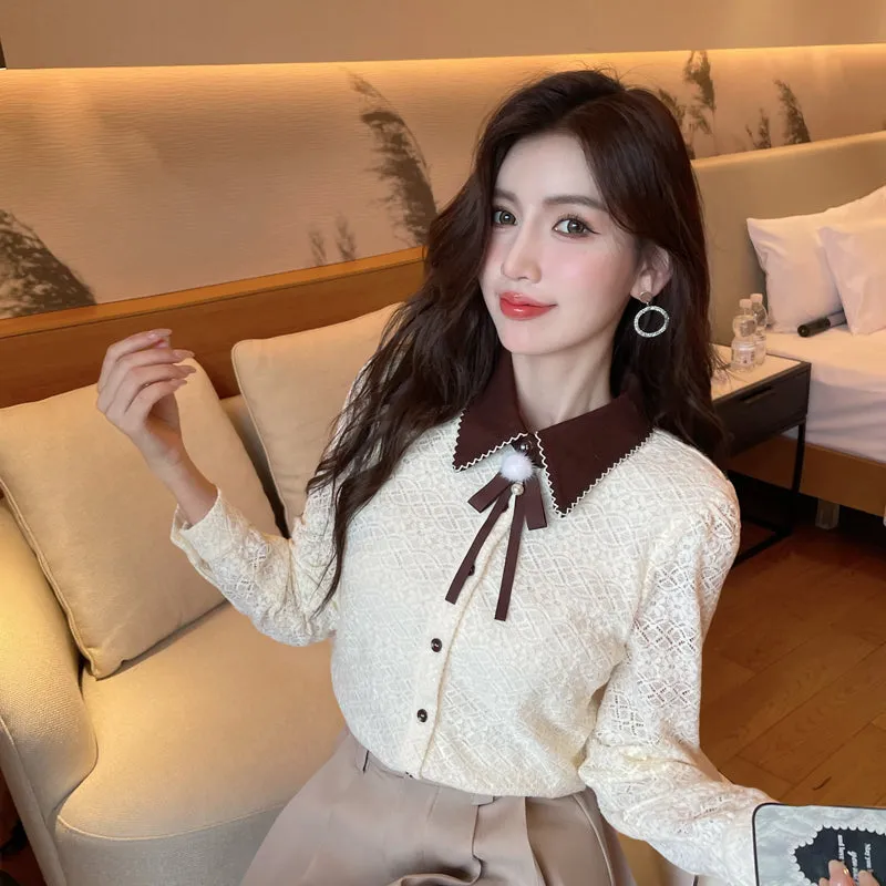 Fashionable Textured Print Blouse in Chiffon for Women