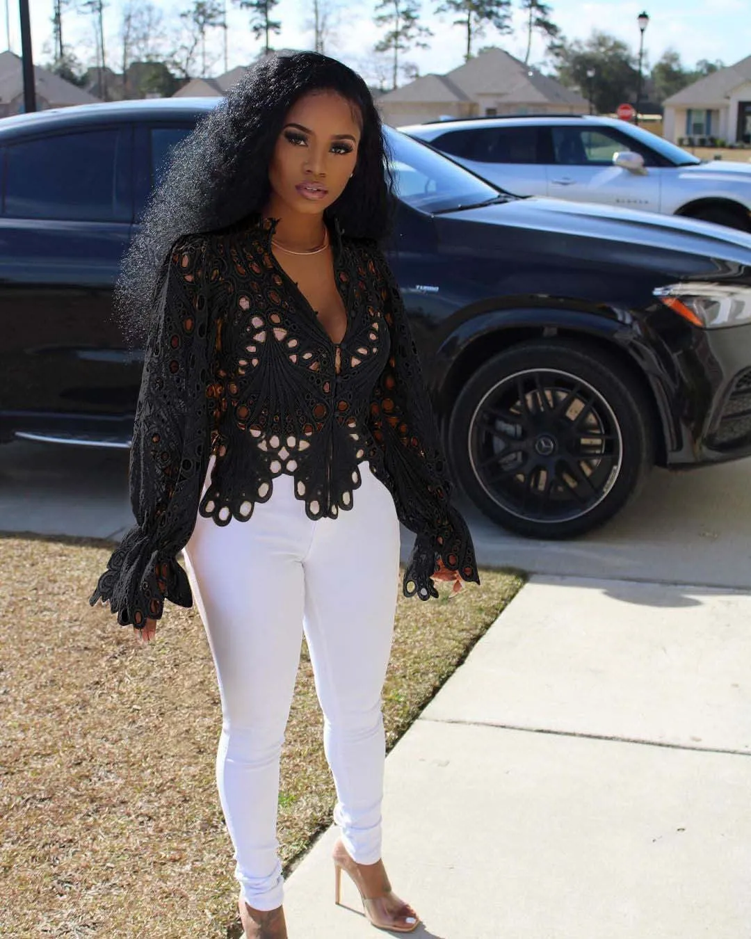 Flared Lace Sleeves  Blouses