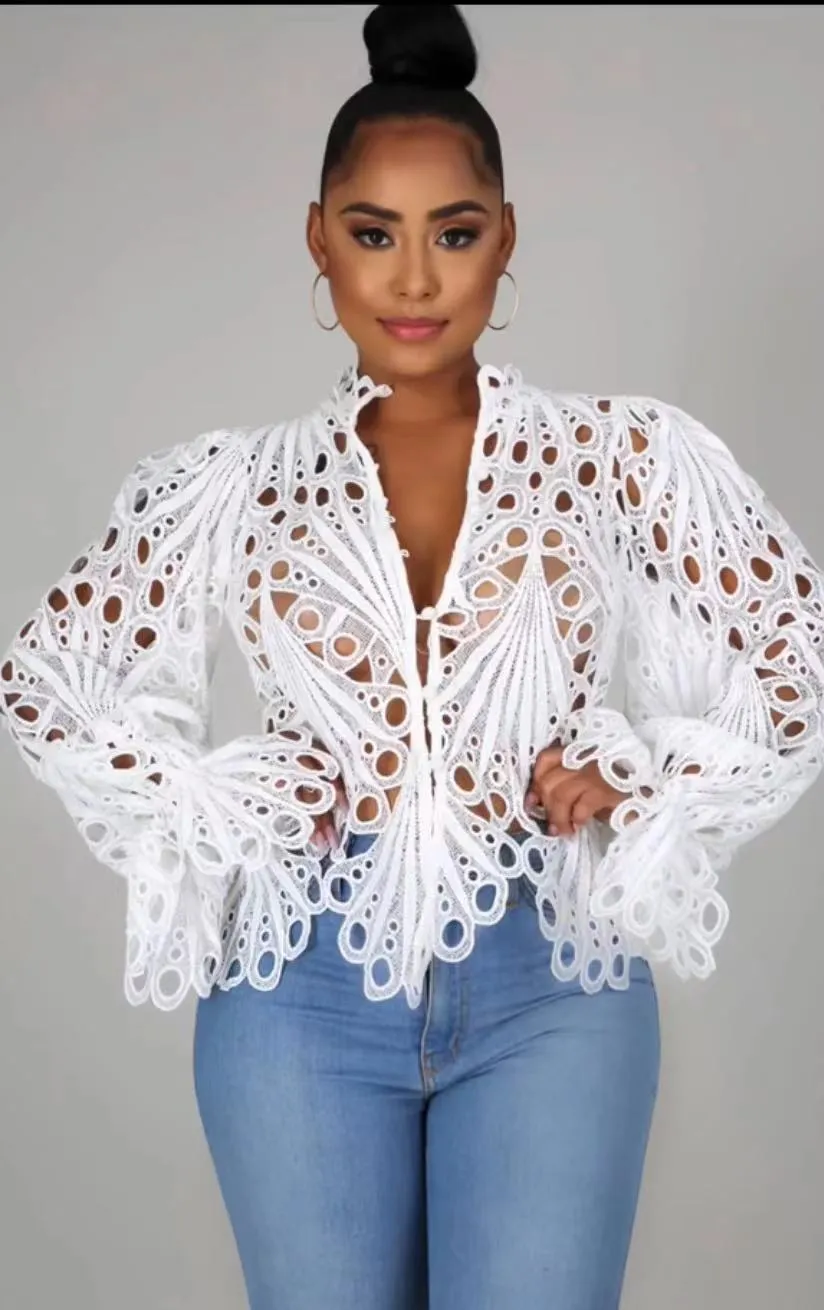 Flared Lace Sleeves  Blouses