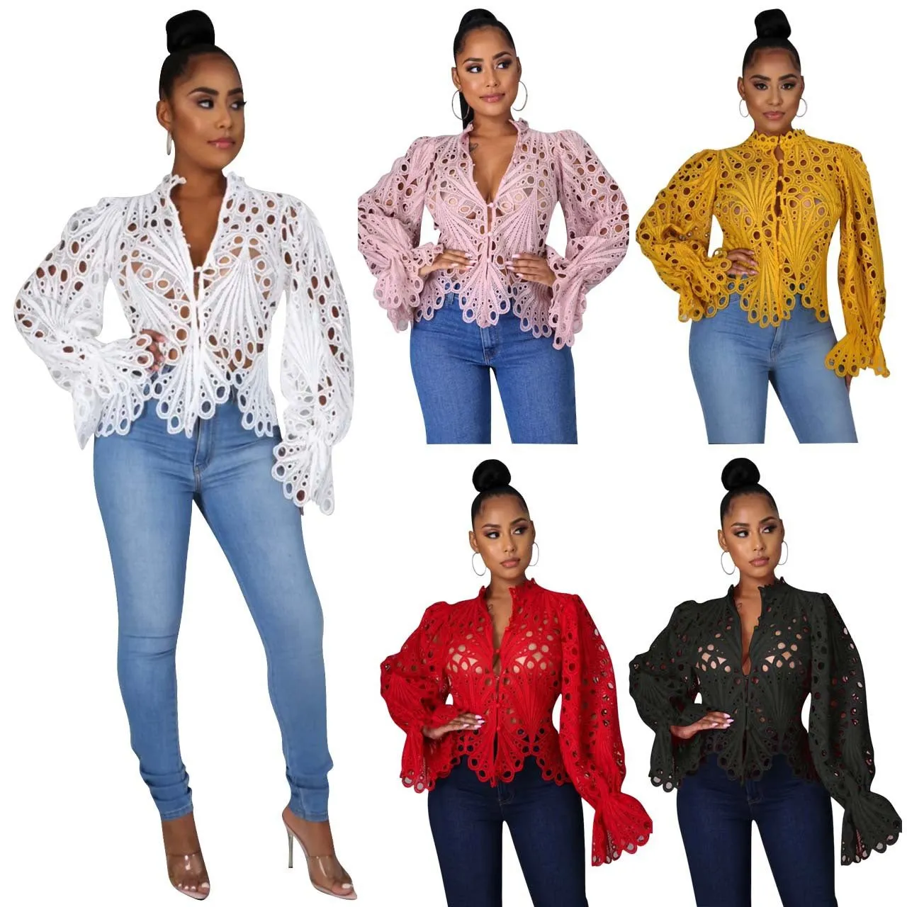 Flared Lace Sleeves  Blouses