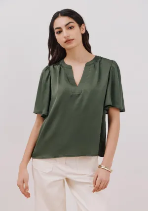 Flared Sleeve Blouse - Light Khaki