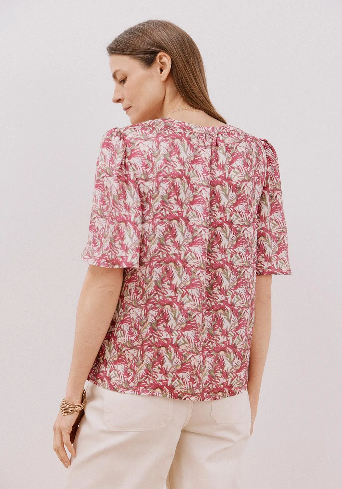 Flared Sleeve Blouse - Multicoloured