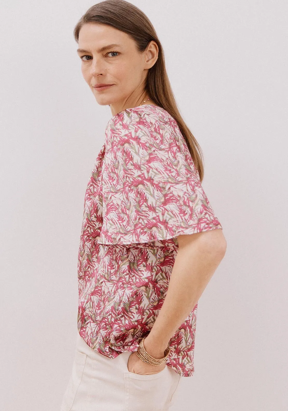 Flared Sleeve Blouse - Multicoloured