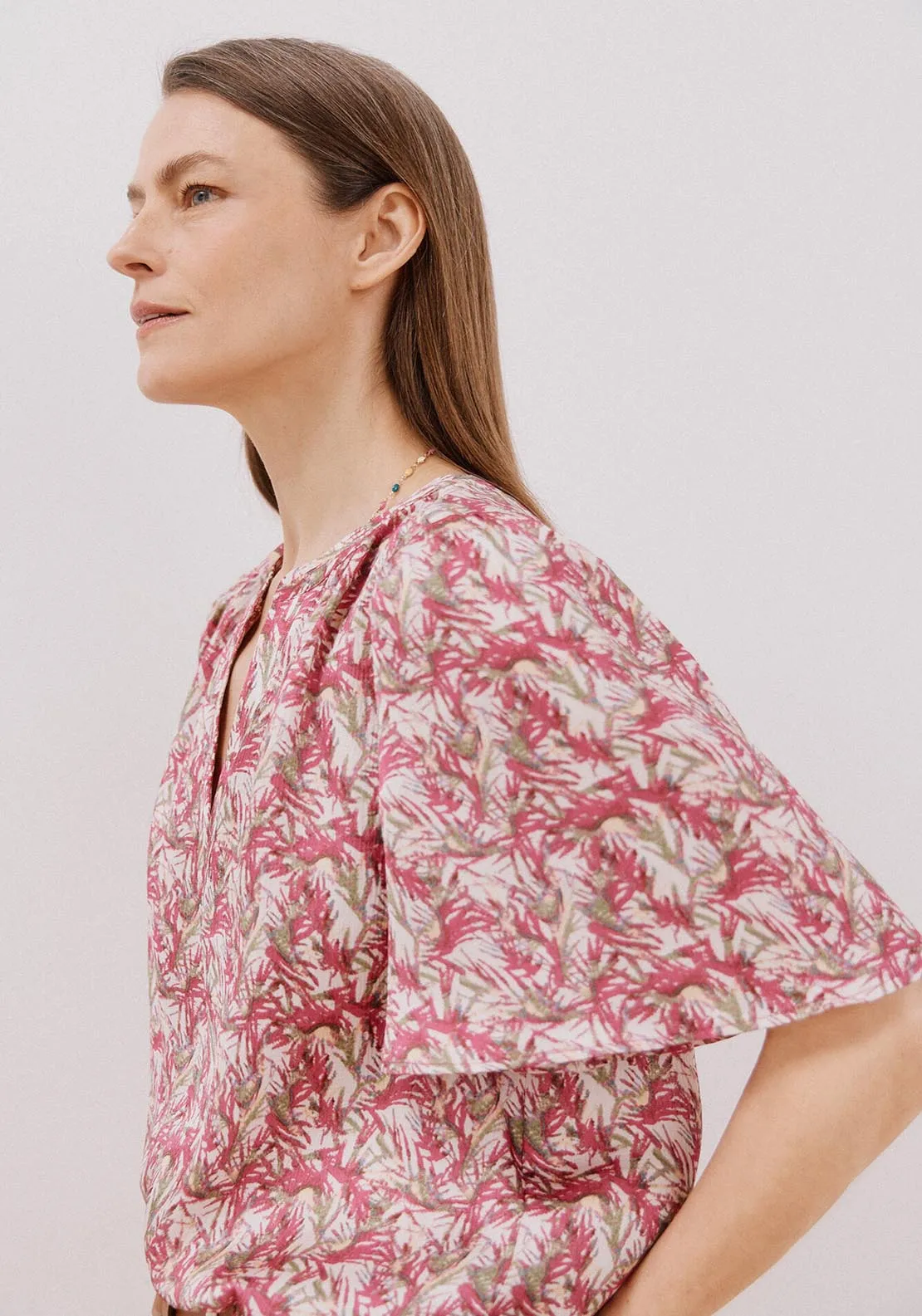 Flared Sleeve Blouse - Multicoloured