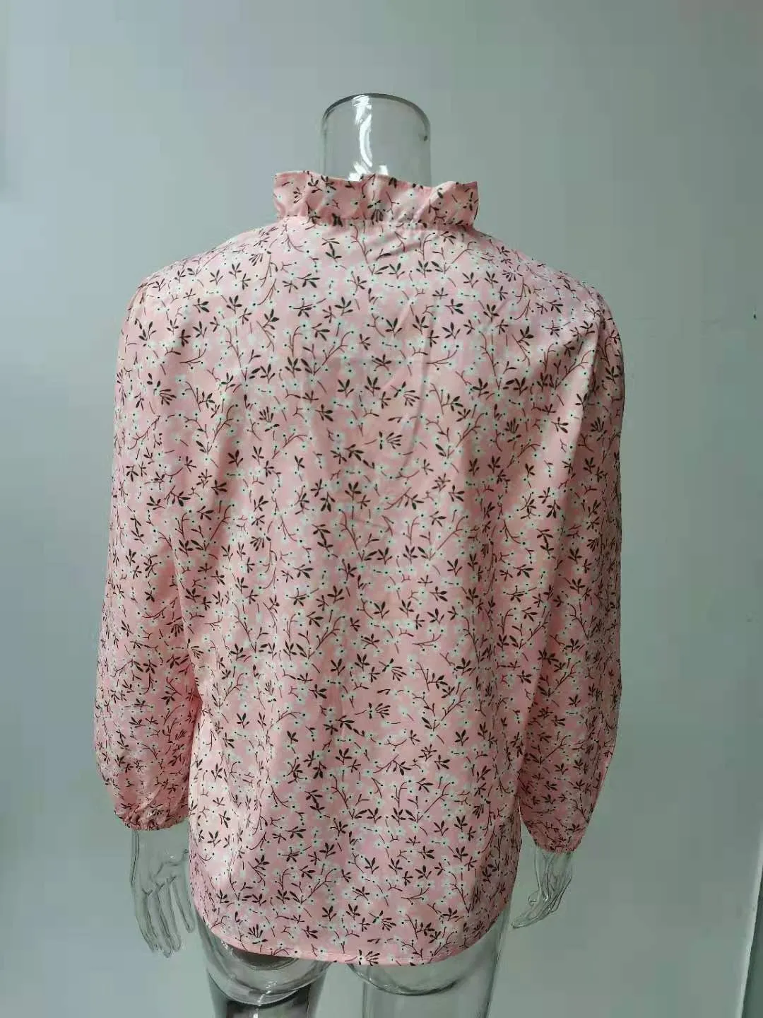 Floral Pink Ruffled Blouses Tops & Shirts for Women Plus Size