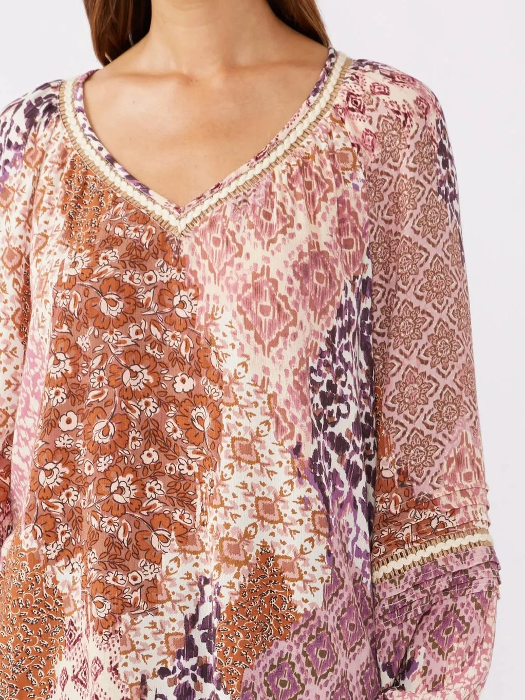Floral Pintuck Top - Multi FINAL SALE