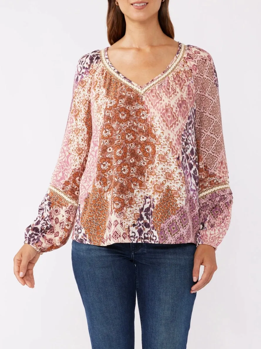 Floral Pintuck Top - Multi FINAL SALE