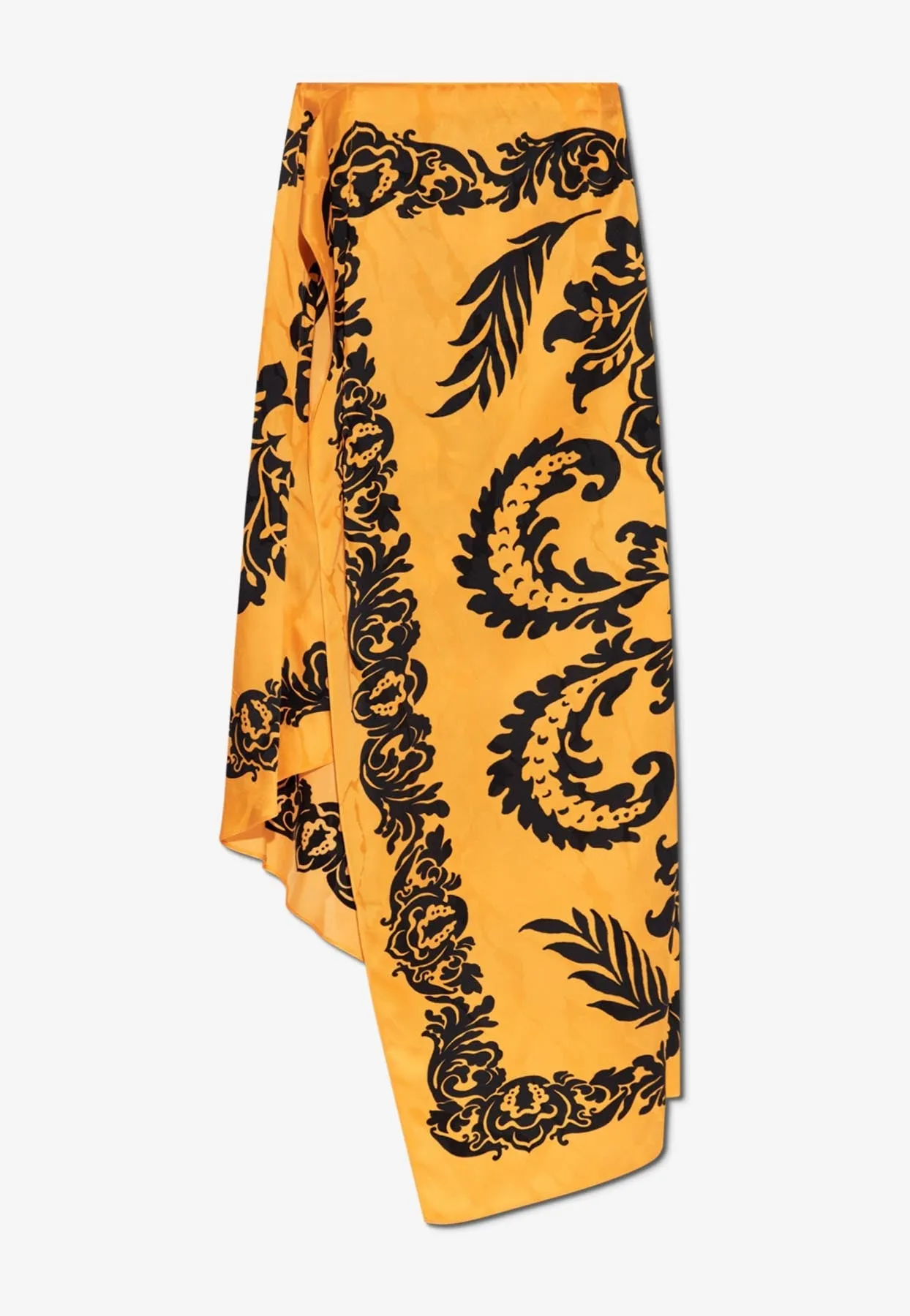 Floral Print Asymmetric Midi Skirt