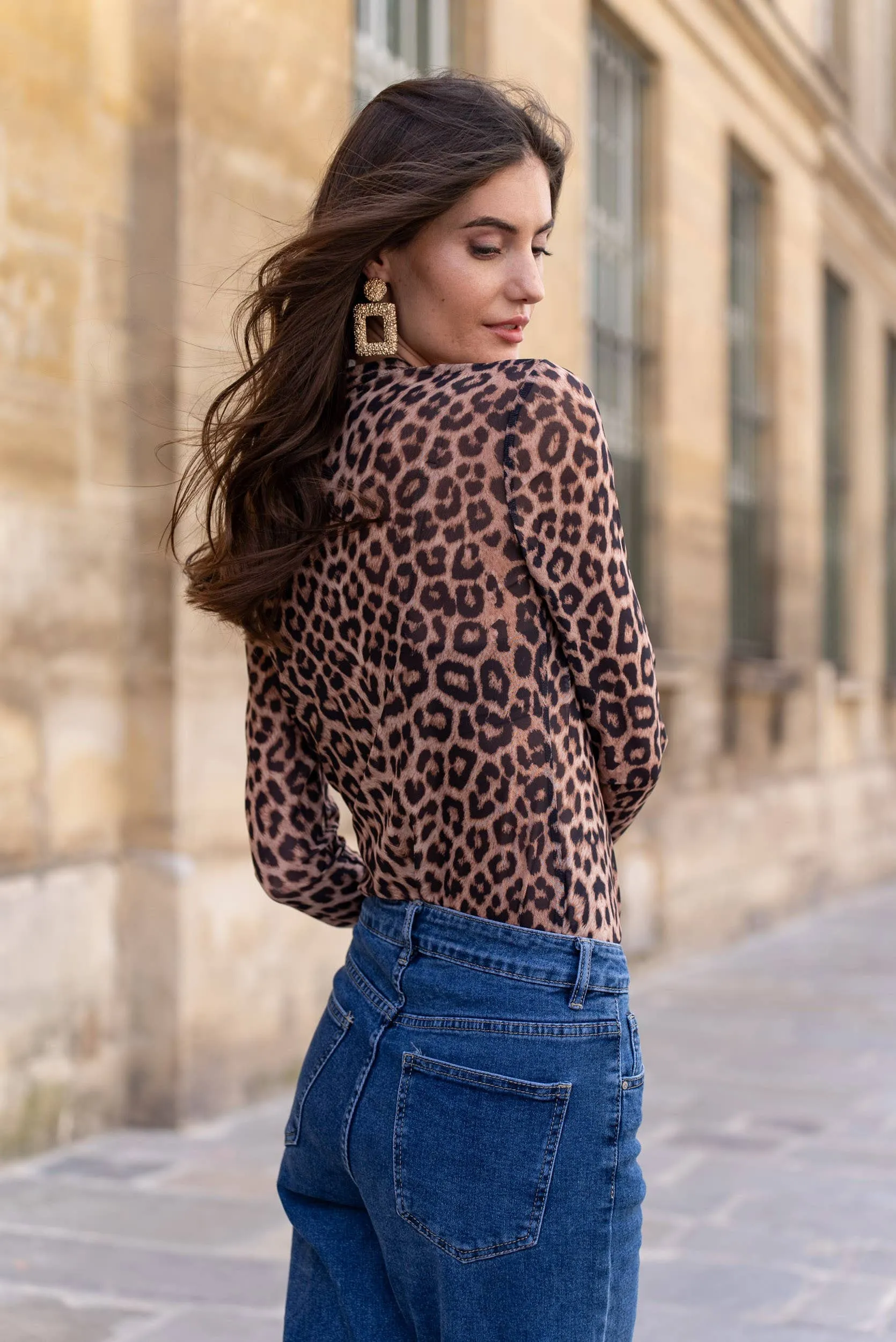 Floral Print Mesh Wrap Top