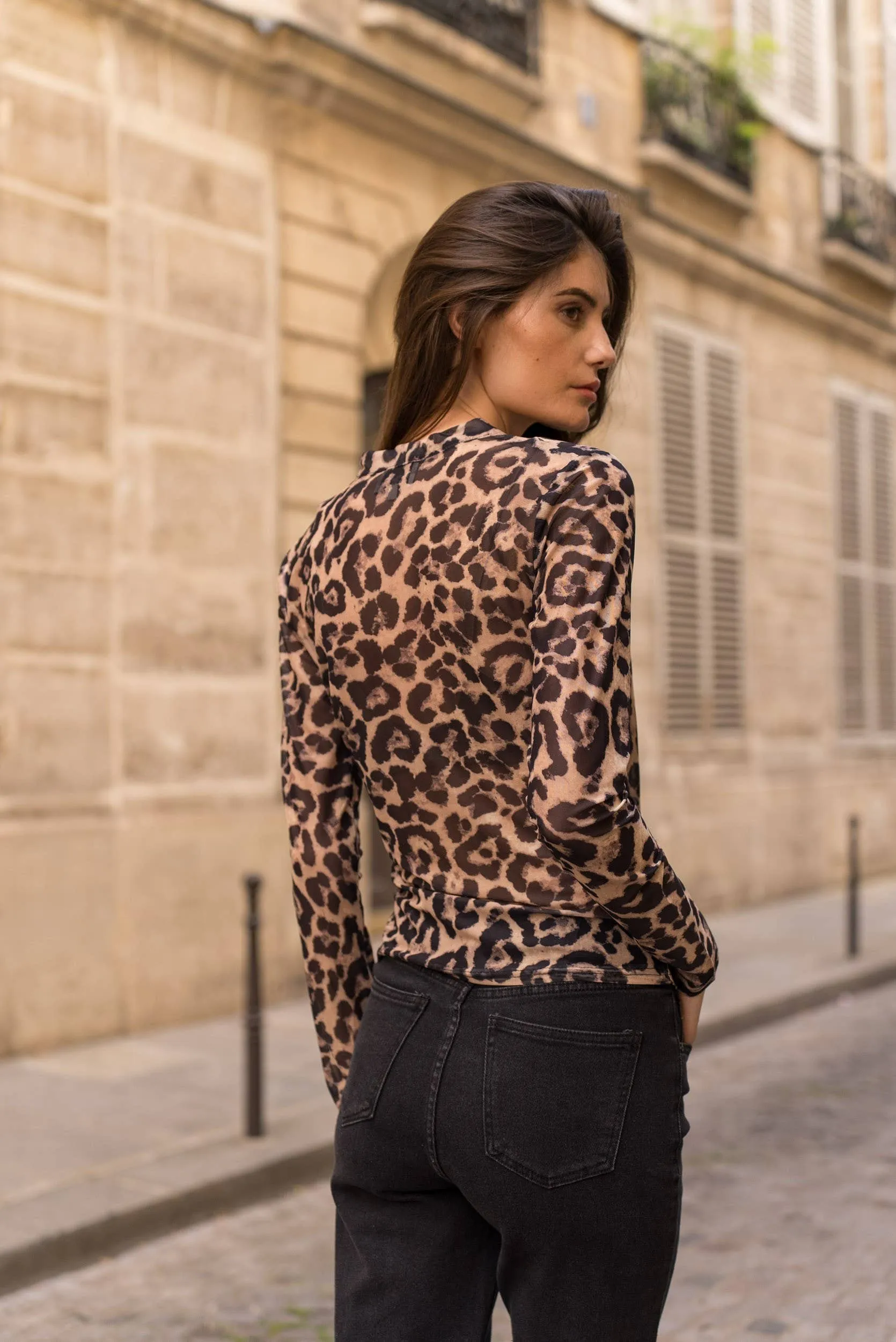 Floral Print Mesh Wrap Top