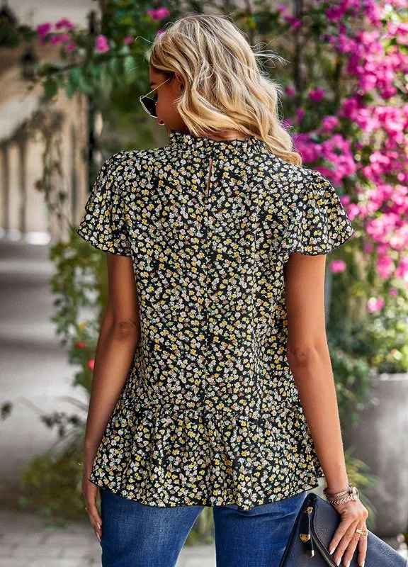 Floral ruffle blouse