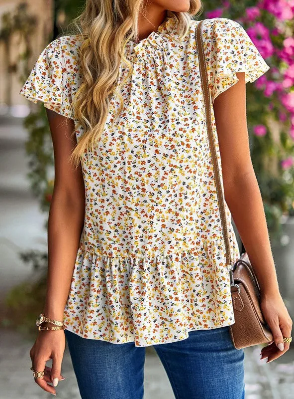 Floral ruffle blouse