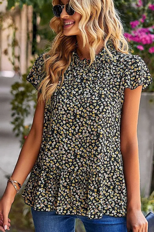 Floral ruffle blouse