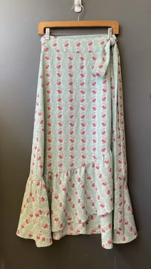 Floral Stripe Wrap Maxi Skirt