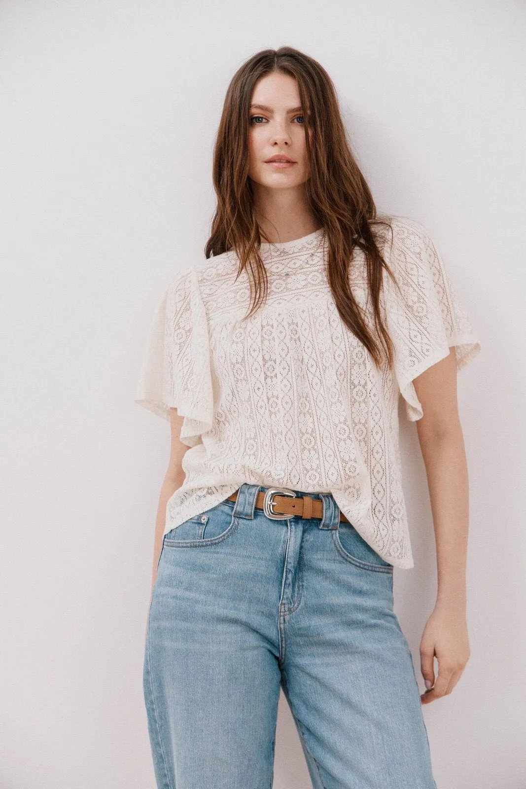 Flowy Lace T-Shirt - Ivory
