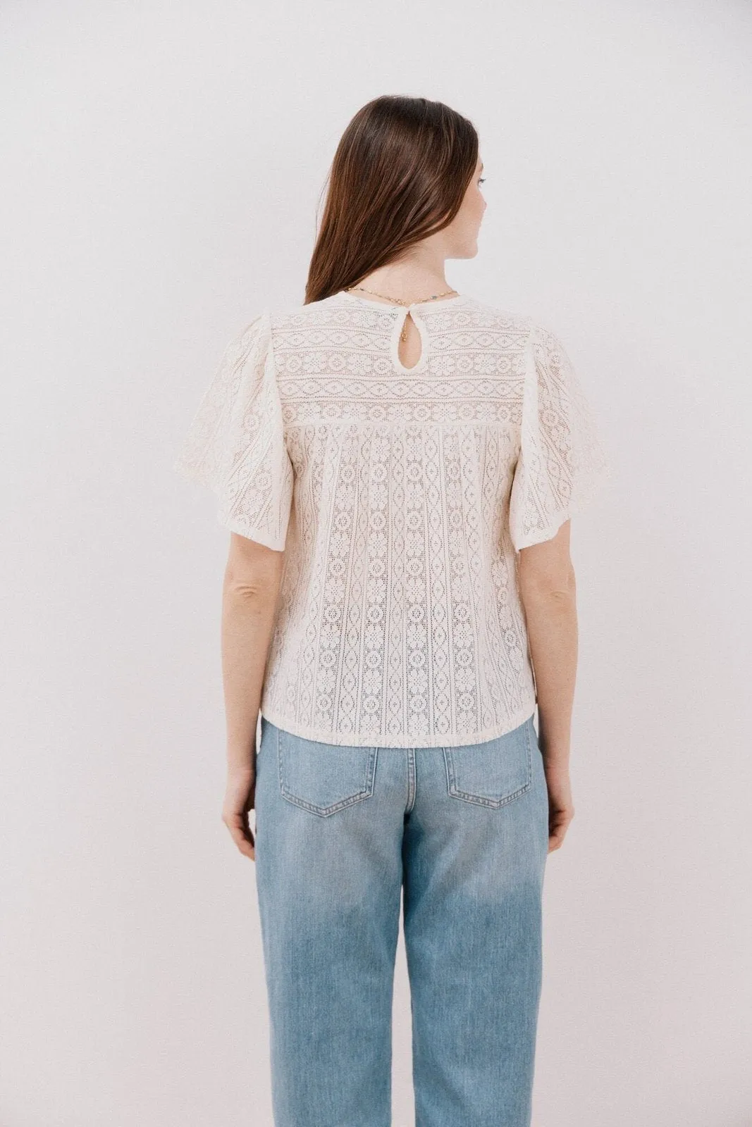 Flowy Lace T-Shirt - Ivory