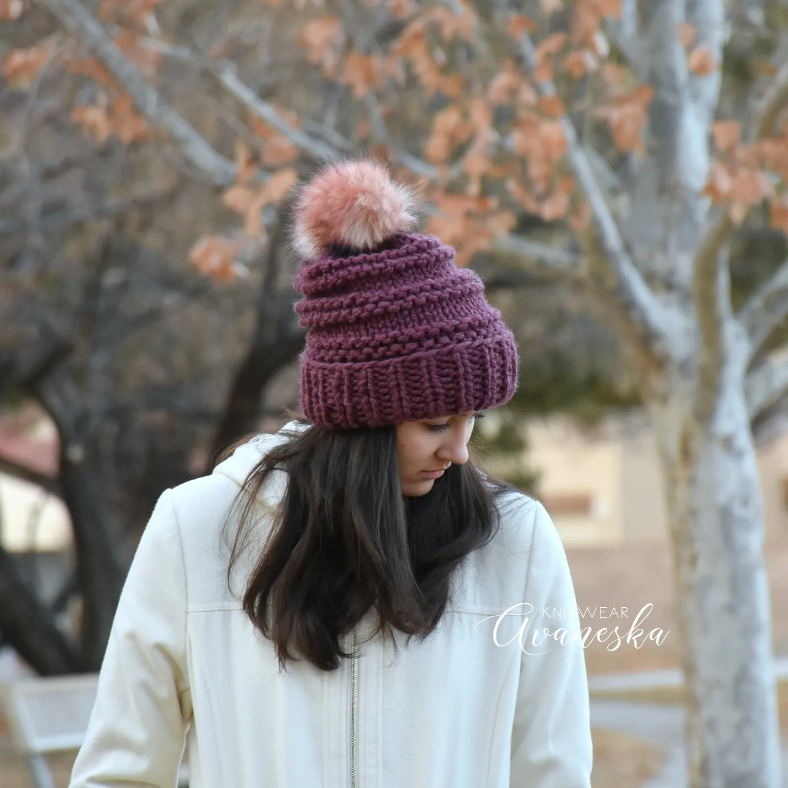 Fold Over Brim Chunky Pom Hat | THE PEARL