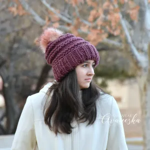 Fold Over Brim Chunky Pom Hat | THE PEARL