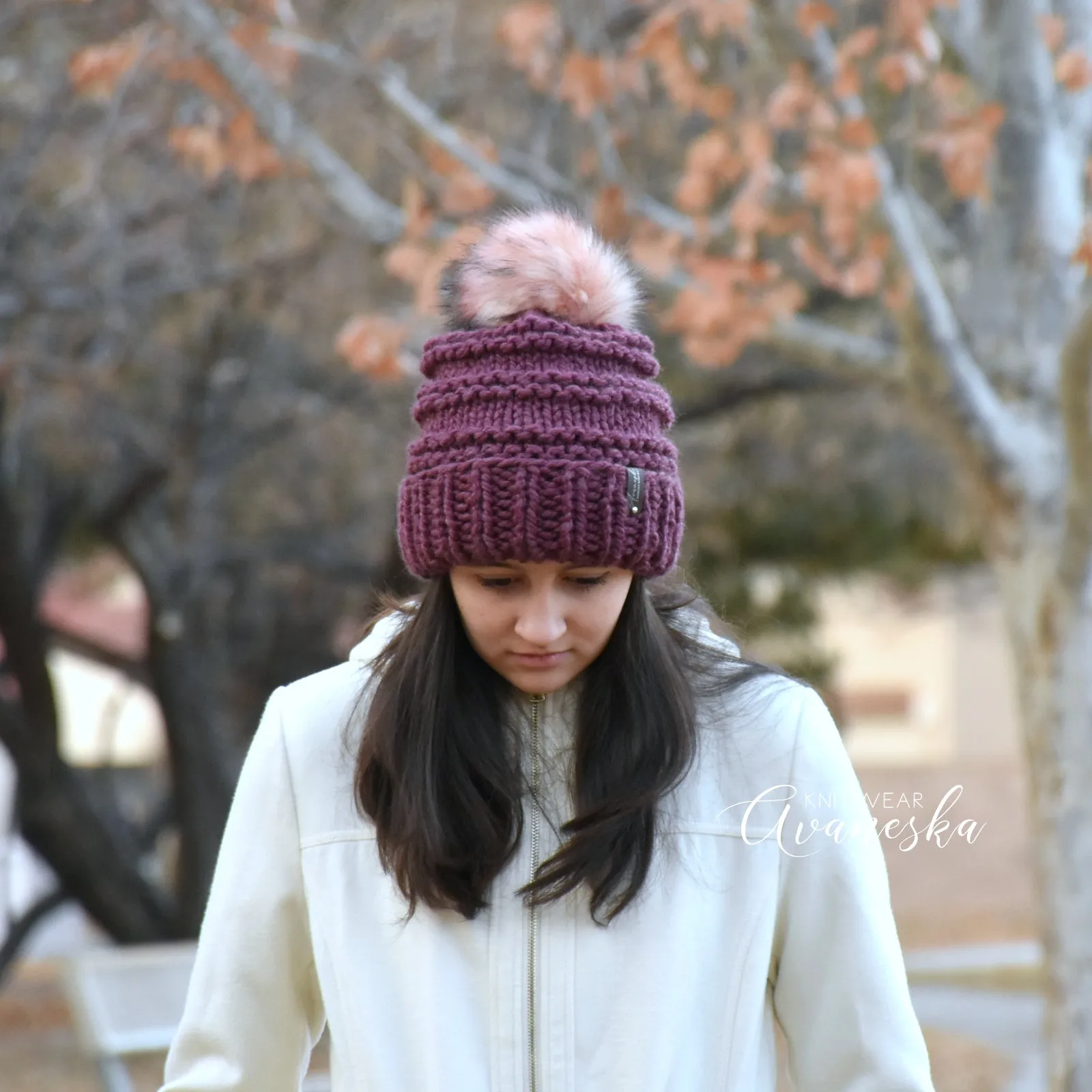 Fold Over Brim Chunky Pom Hat | THE PEARL