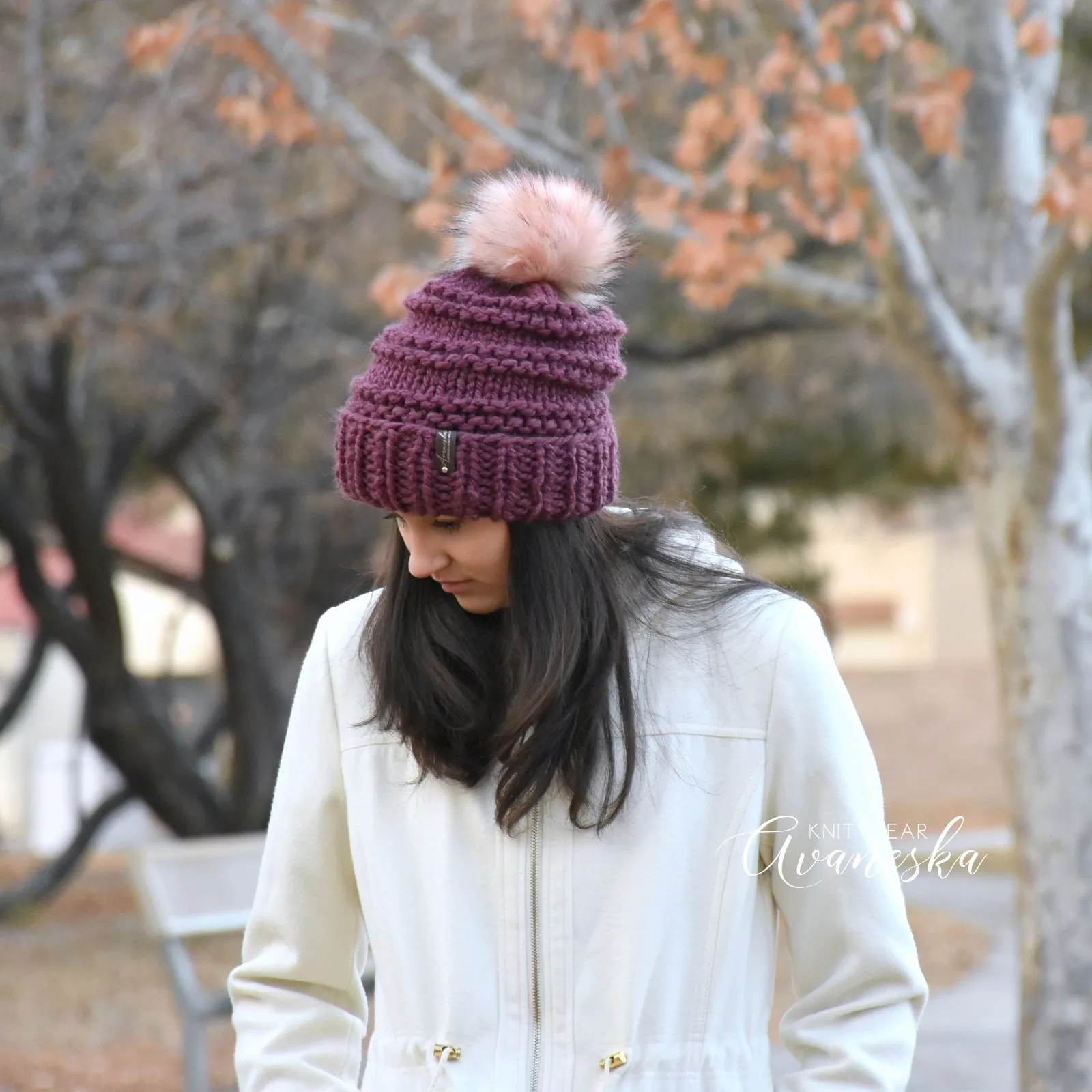 Fold Over Brim Chunky Pom Hat | THE PEARL