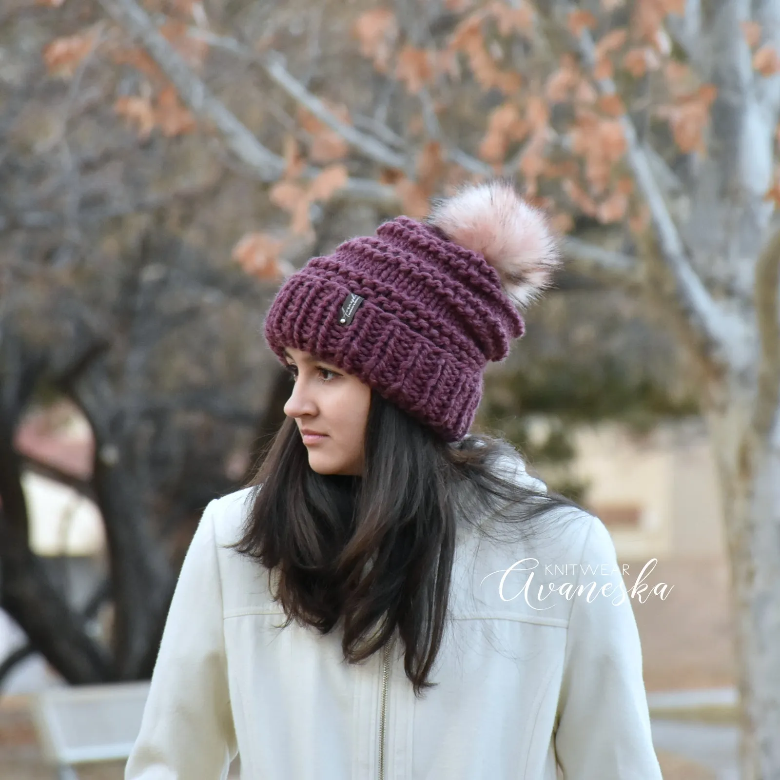 Fold Over Brim Chunky Pom Hat | THE PEARL