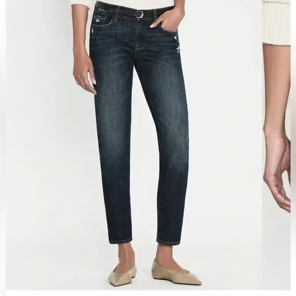 Frame Le Garçon Crop Covant Dark Wash Boyfriend Jeans 32