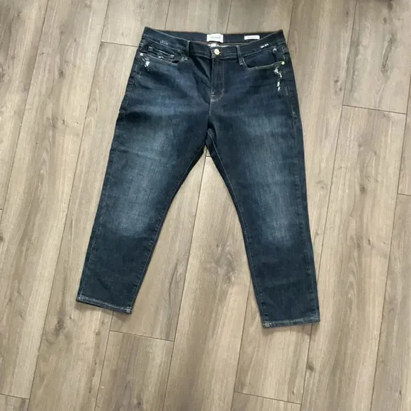 Frame Le Garçon Crop Covant Dark Wash Boyfriend Jeans 32