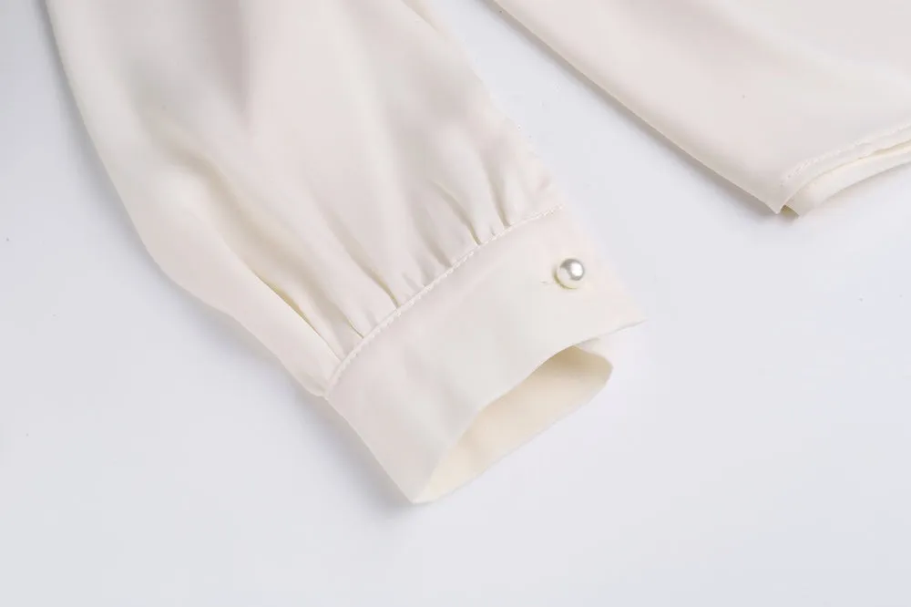 French Style Gentle Lace Trim Blouse for Women