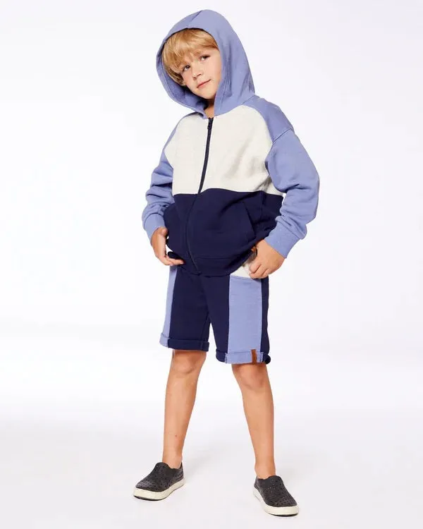 French Terry Color Block Full Zip Hoodie