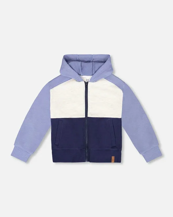 French Terry Color Block Full Zip Hoodie