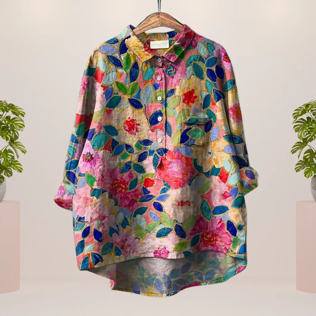 Freya™ | Fun Dog Print Button-Up Shirt
